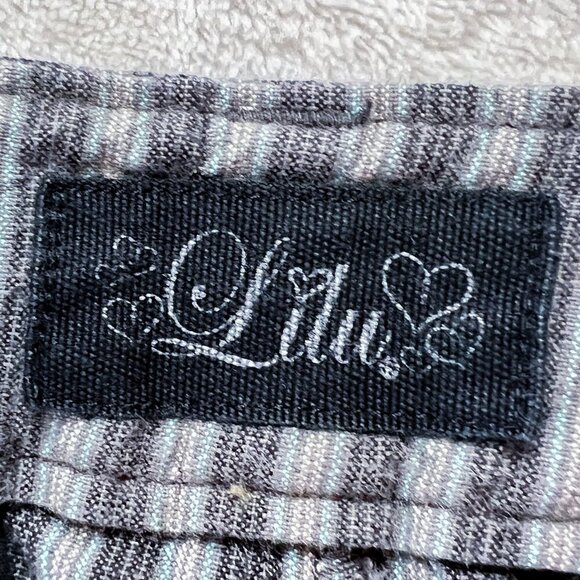 Women's Lilu Brand Bermuda Shorts | Gray Striped | Size 5 | 100% Cotton - Picture 11 of 13